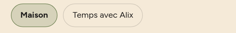 Two navigation pills: Maison, selected, and Temps avec Alix.