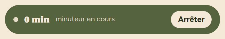 Bandeau brun en haut de l'écran Statistiques, avec une icône de chronomètre, la durée écoulée et la mention « en cours ».