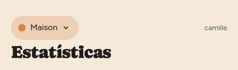 Cabeçalho: pastilha verde da equipe Maison à esquerda, nome de usuário à direita, título da página embaixo.